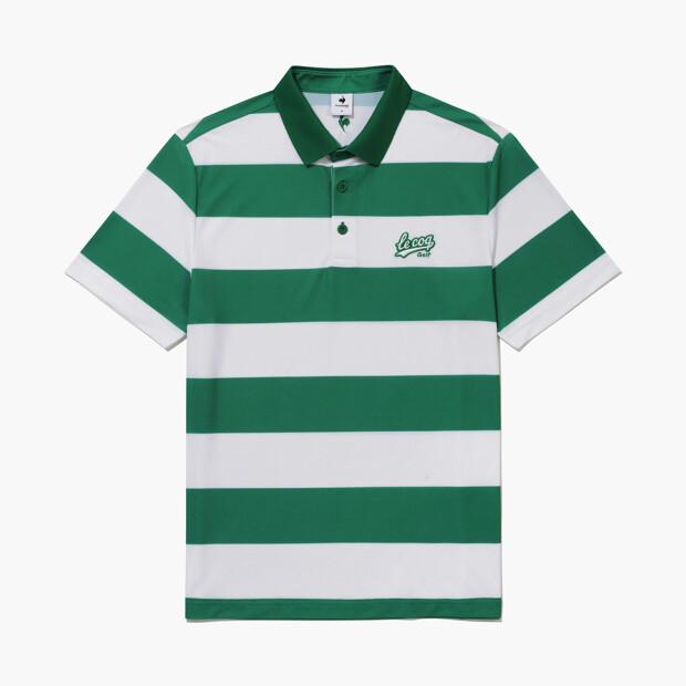 LECOQ GOLF Men'S Airy Stripe Collared Short Sleeve T-Shirt _Gren Gr221Mts44
