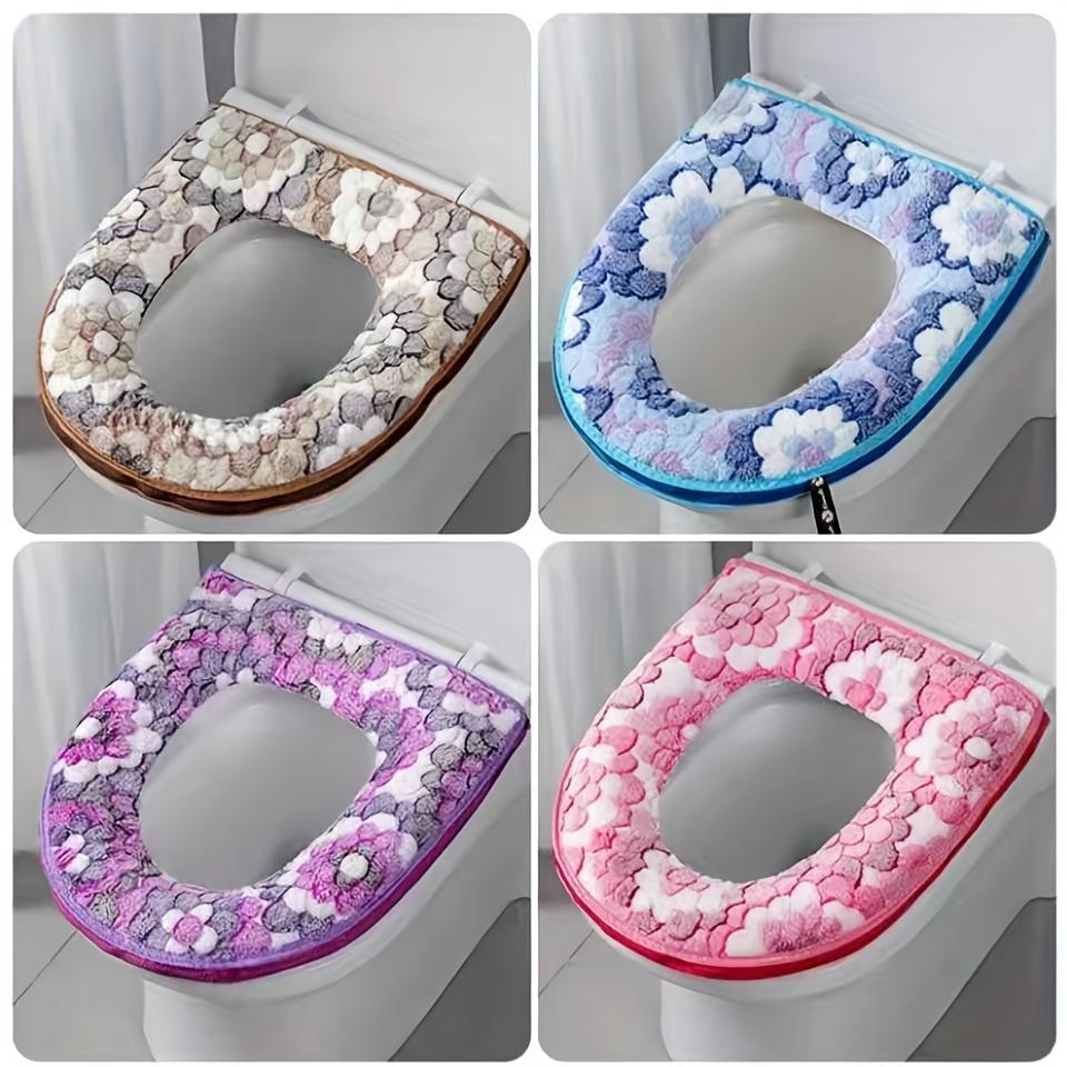 1pc Plush Toilet Seat Cover Thickened Autumn & Winter Comfort Warmer Washable Mat Cover Pad Cushion Seat