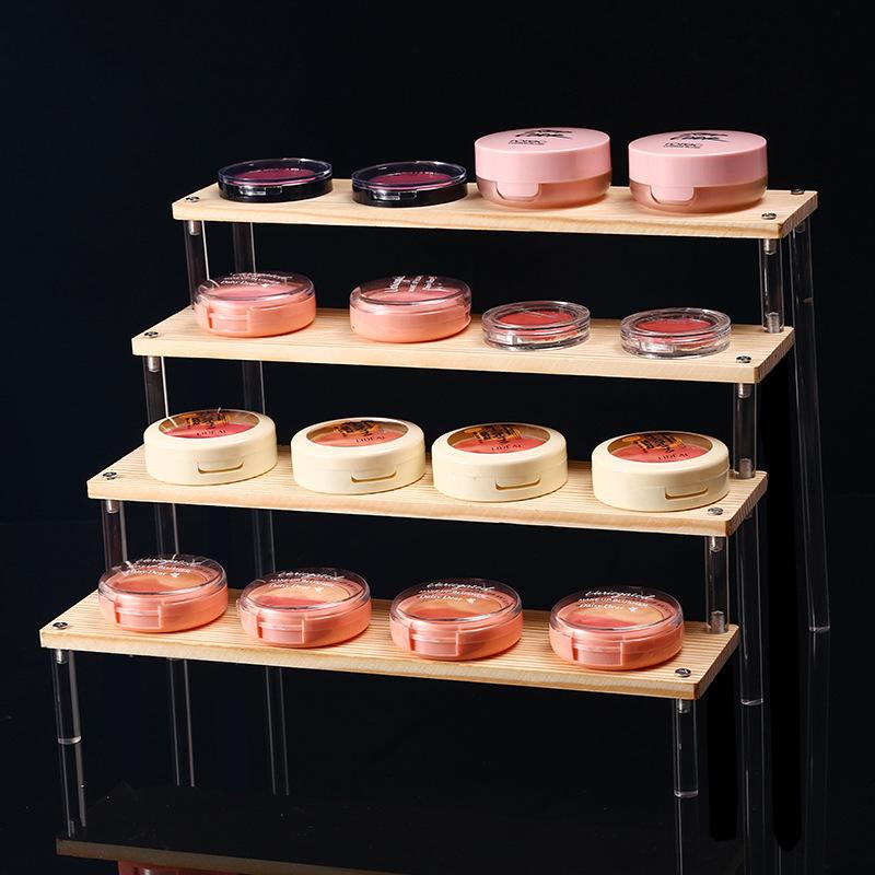 Clear Acrylic Soild Wood Display Stand for Amiibo Funko POP Figures,Cupcake Cosmetic Nail Polish Jewelry for Display Riser Shelf