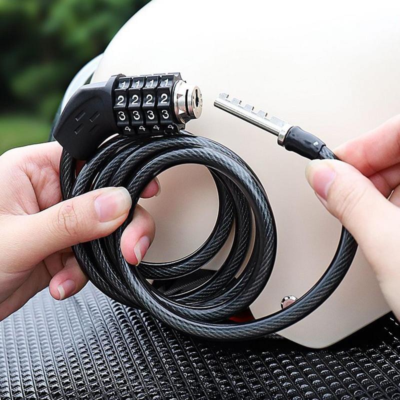 Cable Lock For Motorcycle Motorcycle Cable Lock 47Inches Security Lock Weatherproof Heavy Duty Motorcycle Lock Anti-Theft