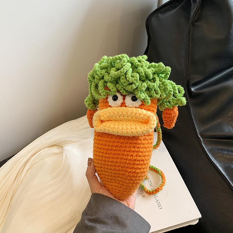 

Мультяшная Морковка Очаровательная Вязаная Сумка Через Плечо Легкая Детская Сумка Модная Оранжевая