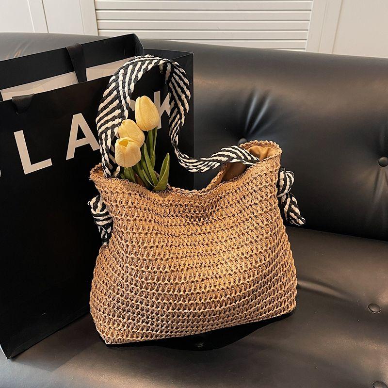 Large Capacity Straw Bag Women 2025 New Summer Seaside Beach Vacation Shoulder Bag Commuter Idle Style Tote Bag