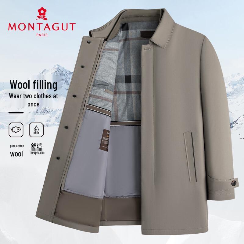 MONTAGUT Men s Winter Business Casual Removable Liner Cotton Jacket L
