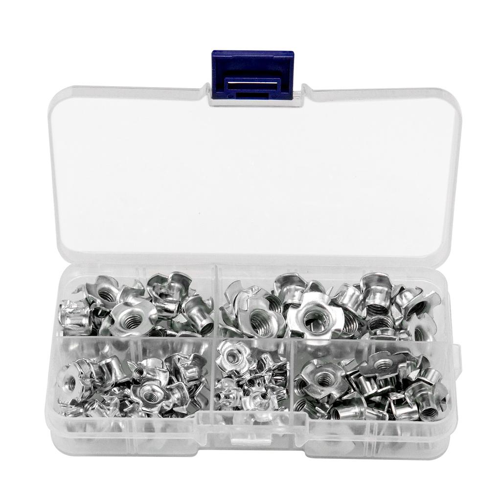 90pcs Four Pronged Claws Speaker Nut M3 M4 M5 M6 M8 Blind Inserts Nut Zinc Plated For Wood Furniture Rivet Nut Fasteners