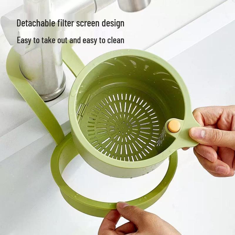 Kitchen Sink Hanging Basket - Leak-Proof Vegetable Washer and Anti-Clog Draining Bowl with Storage Shelf.