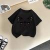 T-shirt décontracté à manches courtes pour enfants - T-shirt d'été ample pour filles avec nœud