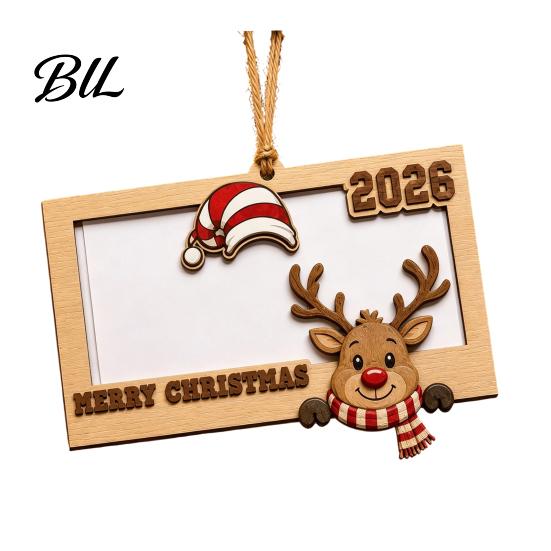 Christmas Tree Hanging Decoration Wooden Money Holder, Personalized Cash Gift Wallet with Santa Holiday Home Decor Accessories Design, Creative