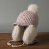 Autumn and winter plush warm ear protection rabbit fur hat hairball face ducktongue knitted hat girls hat