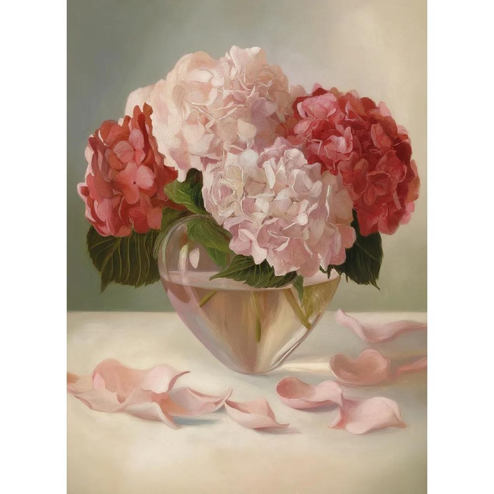 Peony Tulip Pink Roses Valentines Day Romantic Floral Vase Poster Print Wall Art Pictures Canvas Painting Room Home Decor Gift