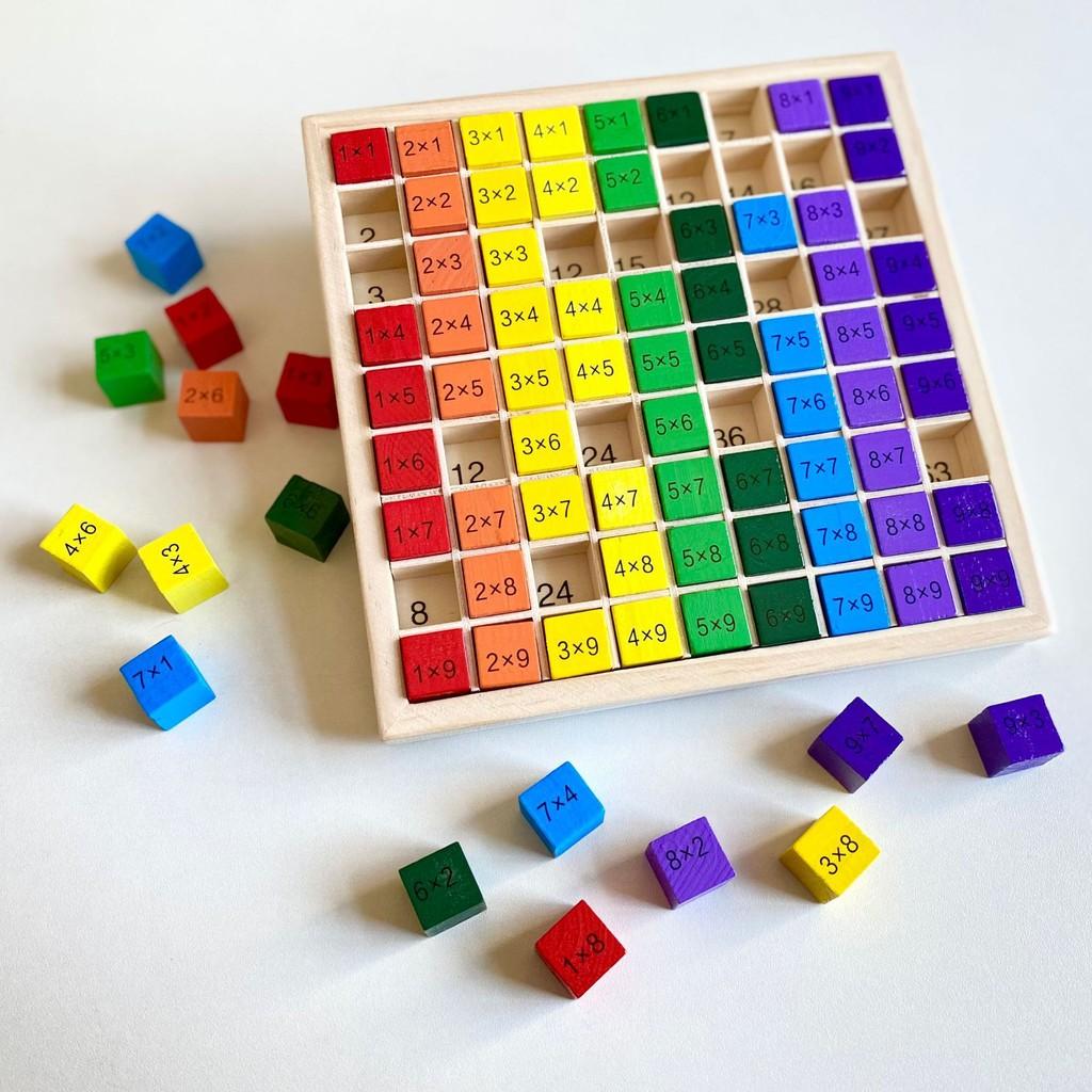 Wooden Multiplication Table Puzzle Educational Math Toy For Kids With Colorful Design