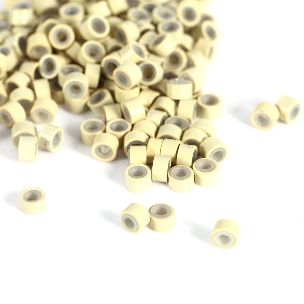 

200 шт./пакет Модные силиконовые микрокольца для наращивания волос с перьями(200 шт. Бежевый) 200pcs OPP грязно-белый