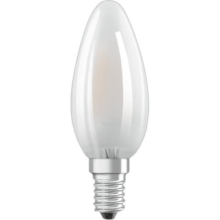 OSRAM Ampoule LED Flamme Verre Dépoli Variable 6,5W=60 E14 Chaud