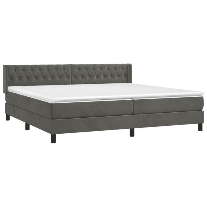VidaXL Divan Bed and Mattress Dark Grey 200x200cm Velvet - Model 3131160