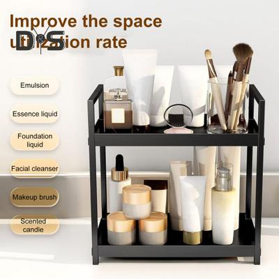 Countertop Storage Rack Double Layers Heavy Duty Metal Home Office Living Room Kitchen Bathroom Cosmetics Organizer Holder