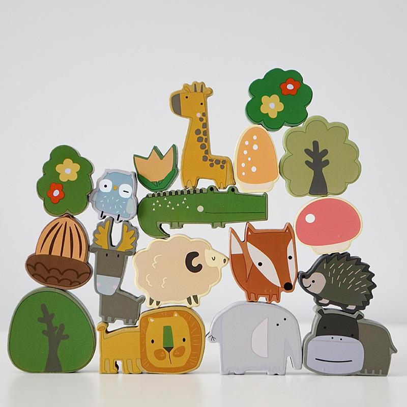 Wooden Animal Balance Stacking Blocks - Early Education Toy for Kids