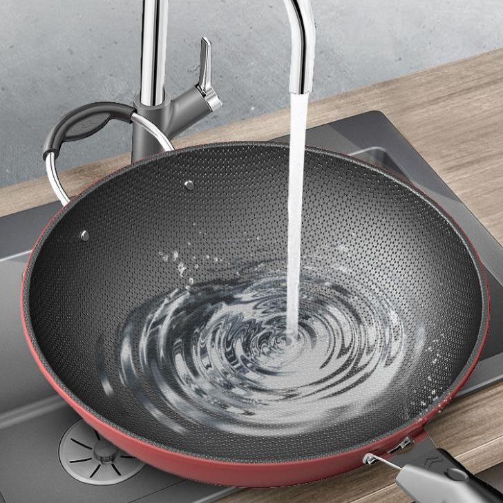 Wok Non-stick Pan Household Cooking Pan with Less Oily Smoke Iron Pan Induction Cooker Gas Universal 30-36cm
