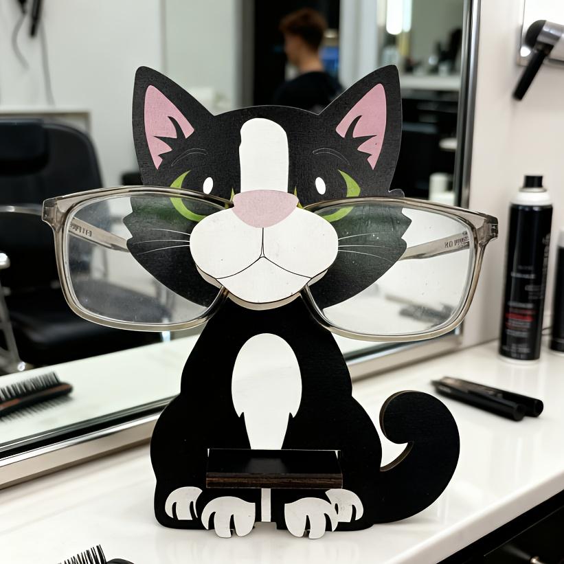 Cute Animal Glasses Frame Cartoon Cat Glasses Frame Glasses Display Frame Sunglasses Frame Hand-carved Home Wooden Decoration 3D