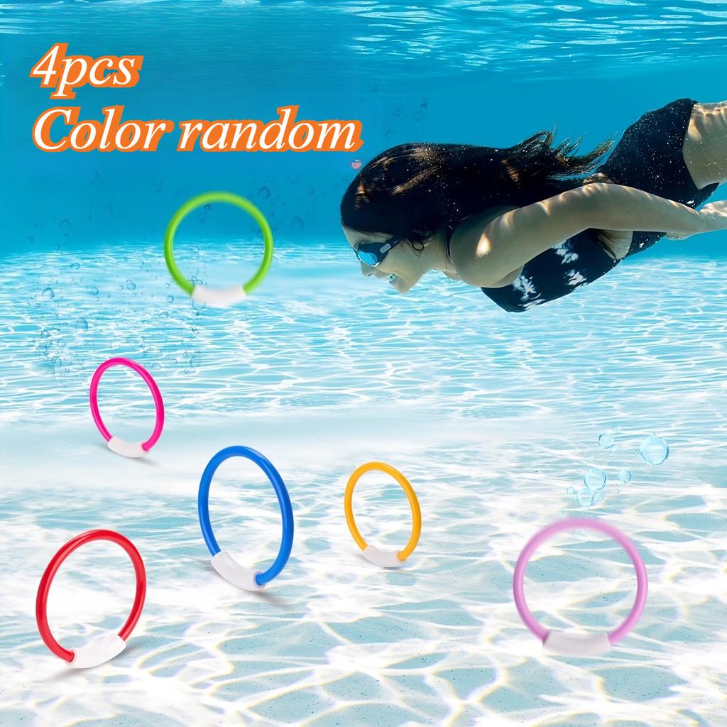 4pcs Diving Ring Set, Suitable for Throwing, Underwater Pool Games, Swimming Training and Fun Christmas Easter Pool Party
