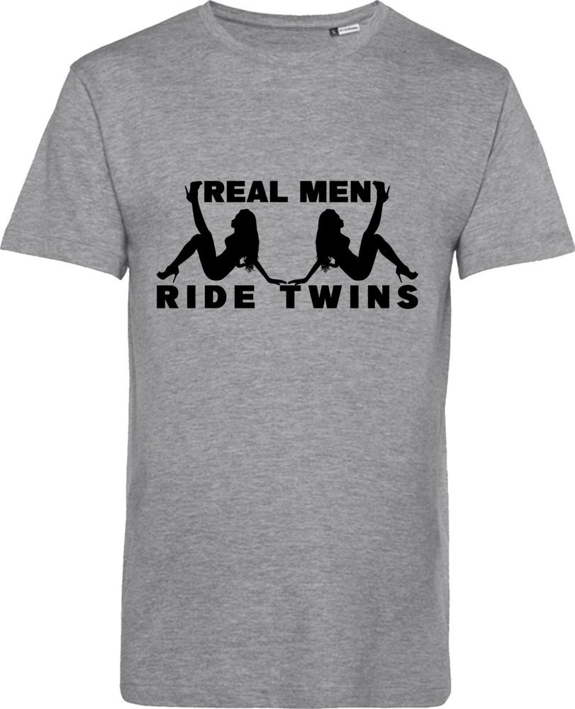 Real Unisex Ride Twins Biker T Shirt Funny Biker Design Offensive Adult Joke Top