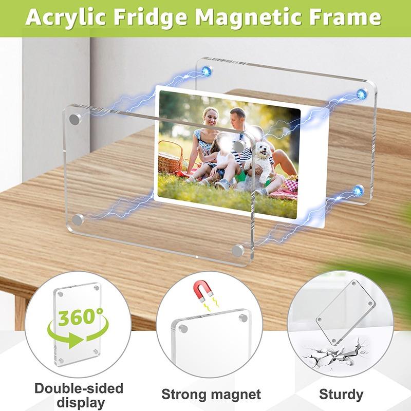 Clear Minimalist Photo Frame with Magnetic Transparent Acrylic Photo Card Display, Suitable for Refrigerator -Size: 1in 3in 4in