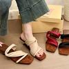 Niche Design Sense Retro Wedge Heel Sandals Women's Summer 2025 New Fashion Square Head Open-toed High-heeled Cool Slippers
