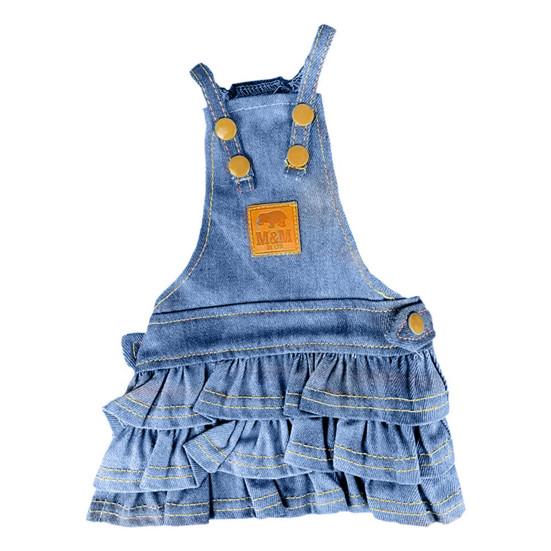 Pet Denim Jumpsuit Solid Color Cosplay Anti-fade Pet Jean Overalls Strap Dress Clothes for Teddy