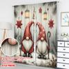 2pcs 2D flat printing Fashionable Christmas Curtains Christmas Gnomes Winter Wonderland Lanterns Digital Printed Polyester