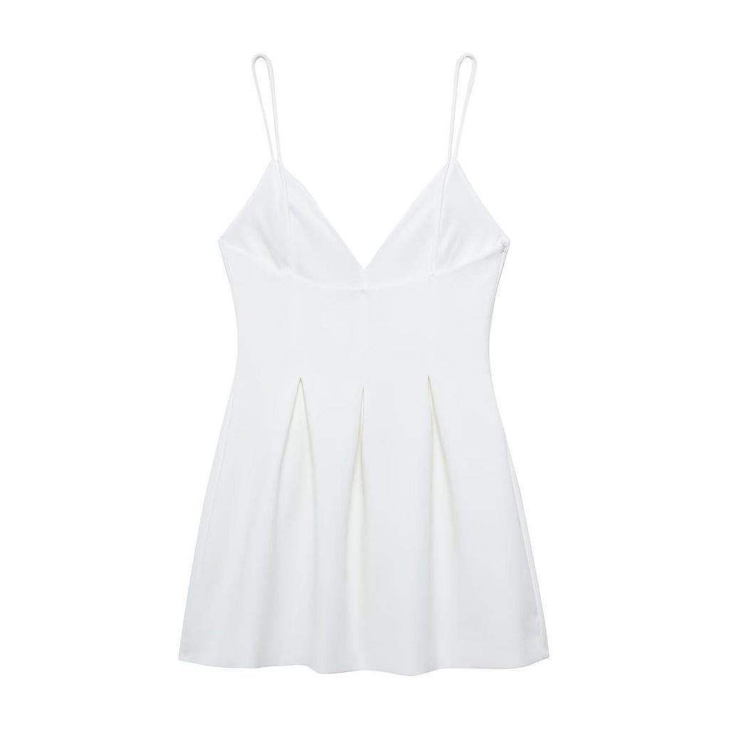 TAOP&ZA Women's White Spaghetti Strap Slimming Dress - Spring/Summer Collection