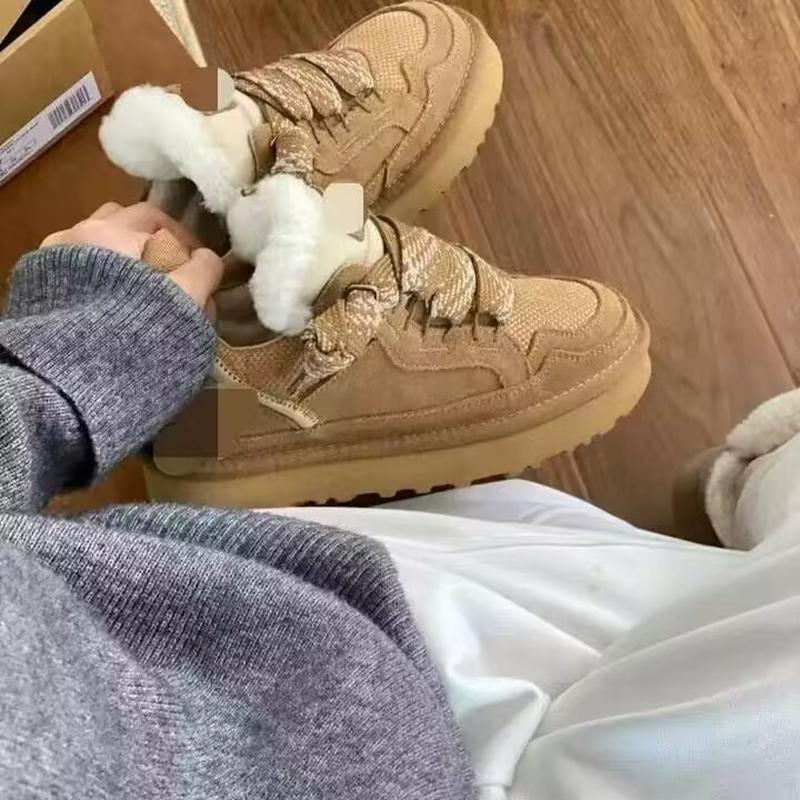 Anti-Slip Tazz Thick Bottom Mini Snow Boots Women's Winter Fleece Lined Warm Fur Slippers Toe Covering Slippers Cotton Shoes