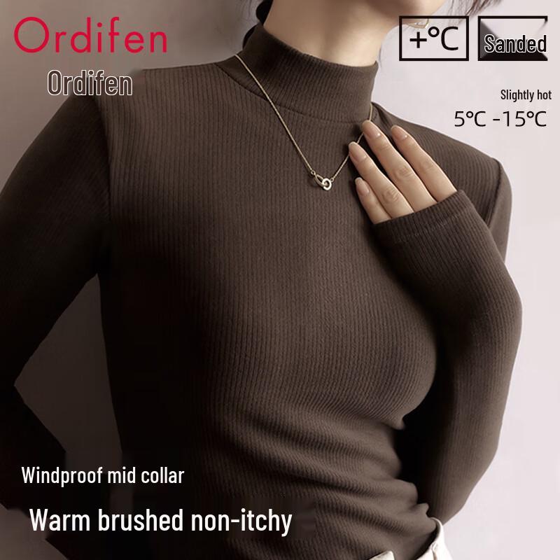 

Audifen Women s Brushed Mock Neck Thermal Long Sleeve Base Layer M