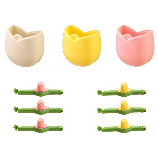 Magnetic Fridge Storage Box Tulip Shape Kitchen Utensils Holder Cutlery Organizer Flower Bag Spout Clips for Refrigerator Microwave Storage