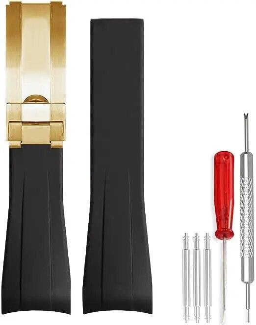 20mm 21mm Rubber Watchband for Rolex Submariner DAYTONA GMT Yacht-Master Silicone Strap Black Watch Band Bracelet