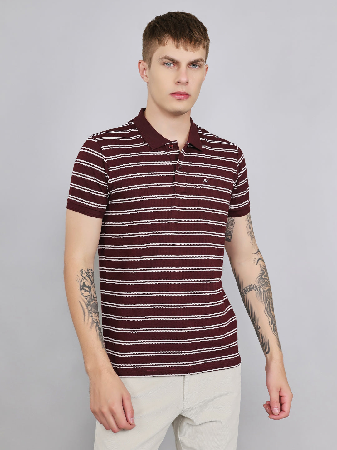 Monte Carlo Men Regular Fit Wine Tshirt M