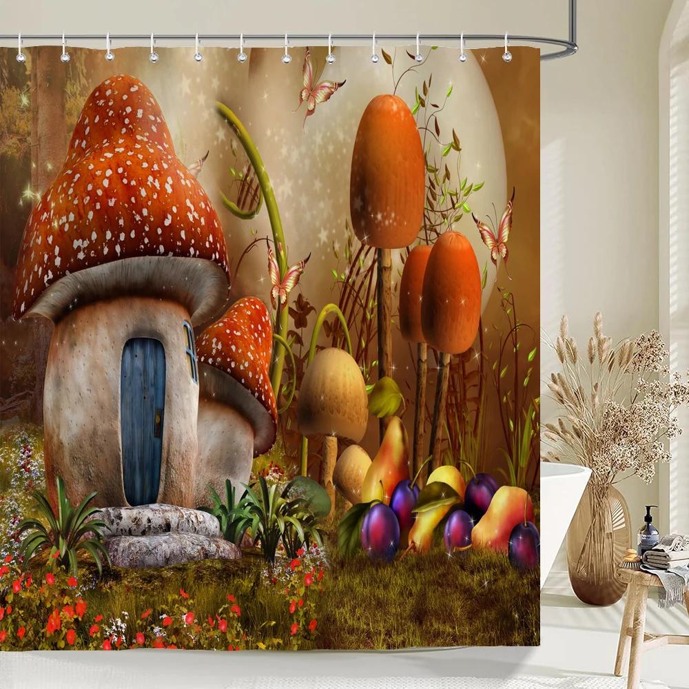 Home Shower Curtains for Bathroom Waterproof Fabric Fairy Tale Forest Cartoon Children Bathroom Curtains Shower Curtain