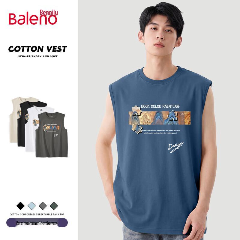 Baleno Men s Heavyweight Cotton Round Neck Sleeveless T-Shirt M