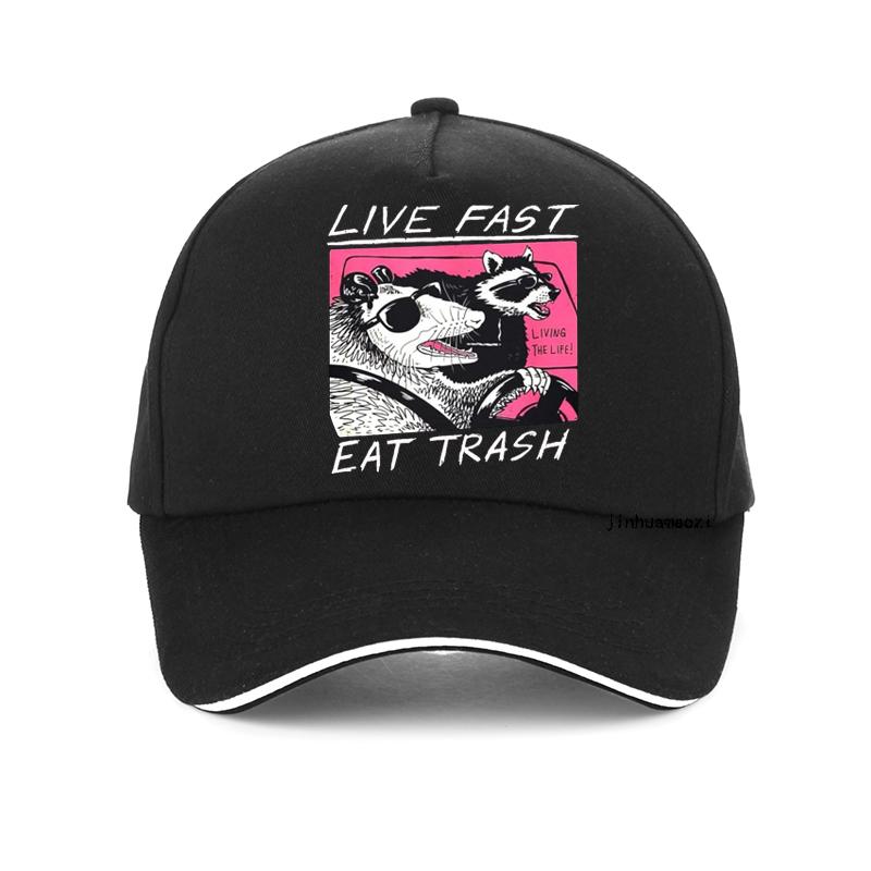 Live Fast Eat Trash Hat Fashion Design Unisex Women Baseball Cap Harajuku Summer Sun Cool Bonnet Adjustable Golf Snapback Hats