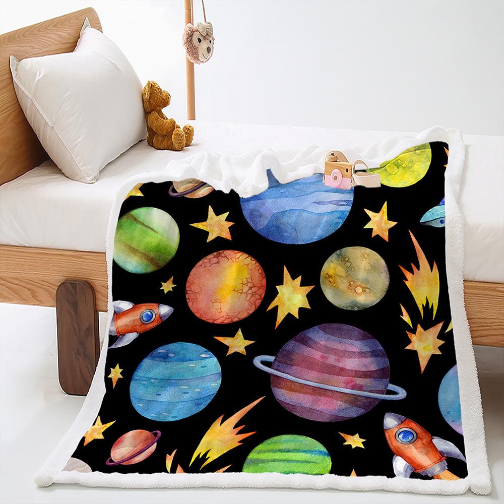 Blankets Astronaut Planet Blankets Lamb Fleece Crystal Fleece Blankets All Seasons