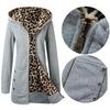 European American Plus Size Leopard Print Fleece-Lined Hooded Sweatshirt for Women, Winter Outerwear, Style 9101