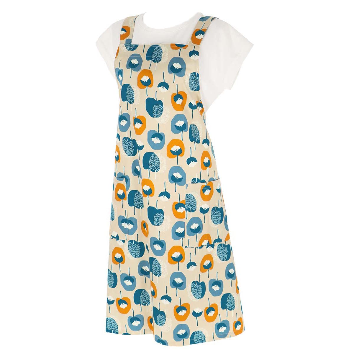 

HOUSE WEAR STUDIO cotton 30 twill apple and fluff pattern back cross free cross ladies apron 70372187 Koi beige Free size [NAIGAI] Water-repellent