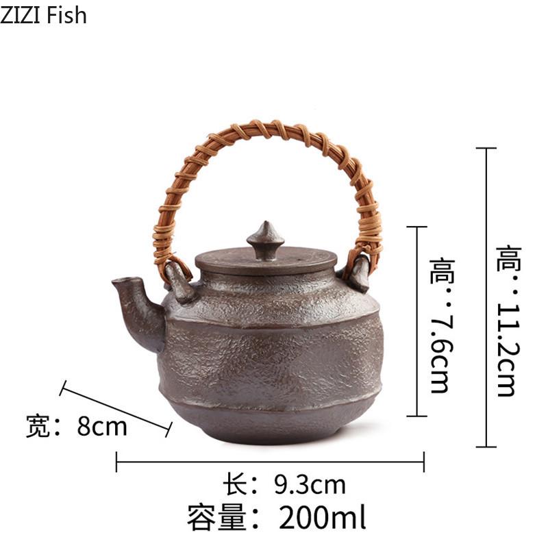 BRJapanese Style Rust Glazed Teapot Creative Ceramic Kung Fu Tea Set Office Portable Small Teapot Retro Tea Ceremony AccessoriesEY