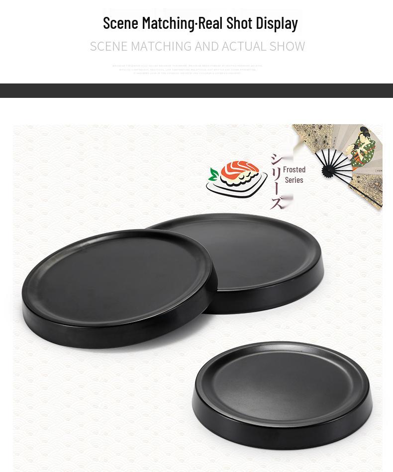 Black Melamine Japanese Sushi Tray - Long Shallow Plate for BBQ & Food Arrangement