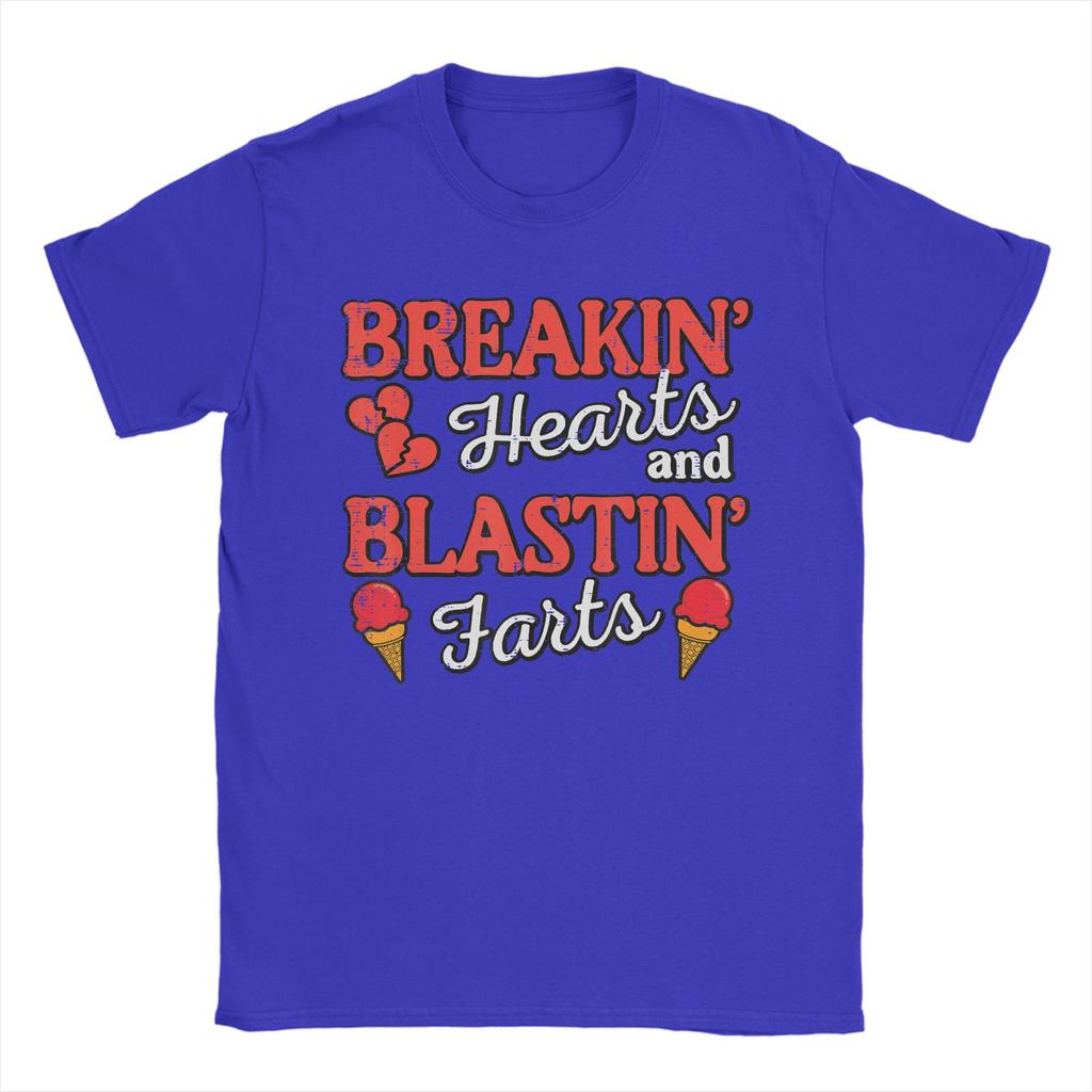 Valentines Day Breakin Hearts Blastin Farts Unisexs T Shirts Vintage Tees Short Sleeve O Neck TShirts Pure Cotton Classic Tops