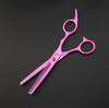 6.0" Pink Pathfinder Stainless Steel Grooming Scissors Set - 4 Pieces: Includes Straight & Curved Scissors.