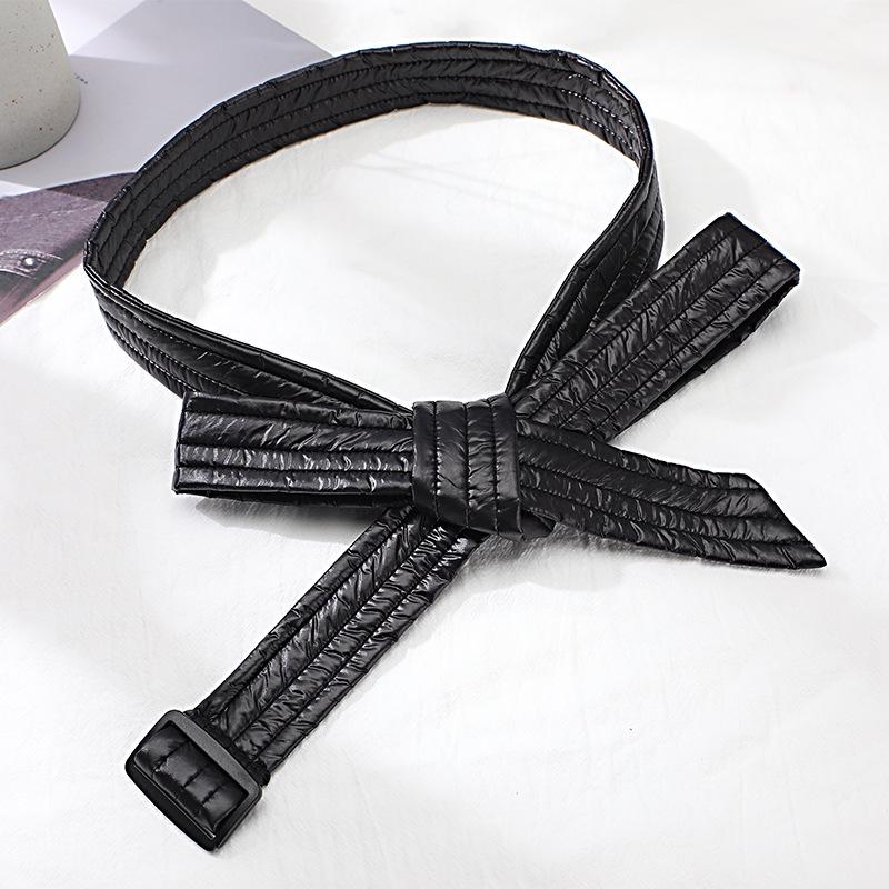 Women's Decorative Cotton-Padded Down Jacket Waist-Cinching Leather Belt Tie