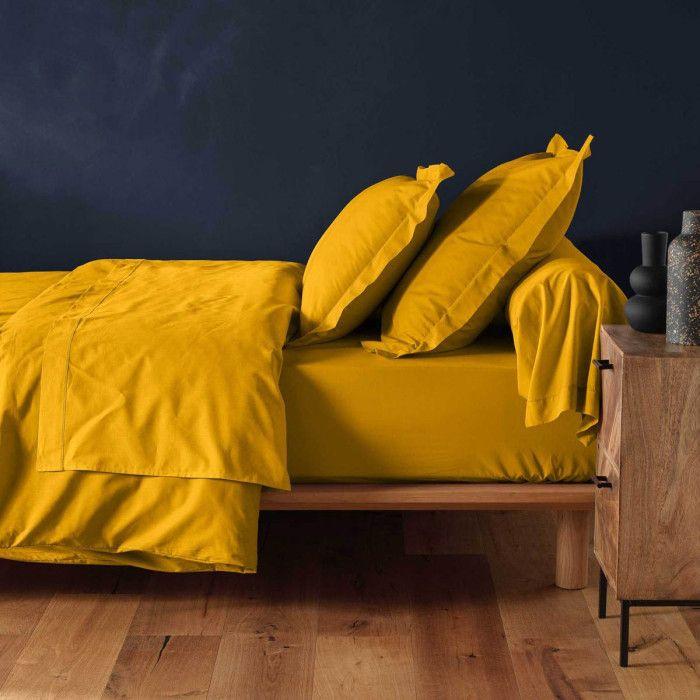 Drap housse "lina" 90x190cm curry