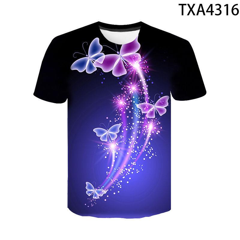 3D Print Butterfly T Shirt Men Women Children Summer Short Sleeve Flower T-shirt Streetwear Tee Insect Cool Boy Girl Casual Tops
