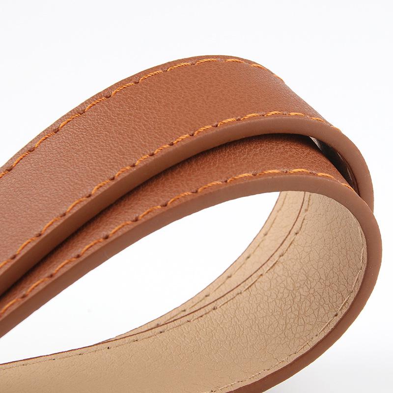 Ladies' Fashionable Pu Round Buckle, Hole-free, Simple Belt, Student Jeans Belt, Versatile Thin Waist Belt