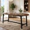 Dining Table 180*80*75cm, Suitable for 6–8 People, with Rounded Corners, in Simple Style, Table Legs Made of Iron, Walnut Wood Color