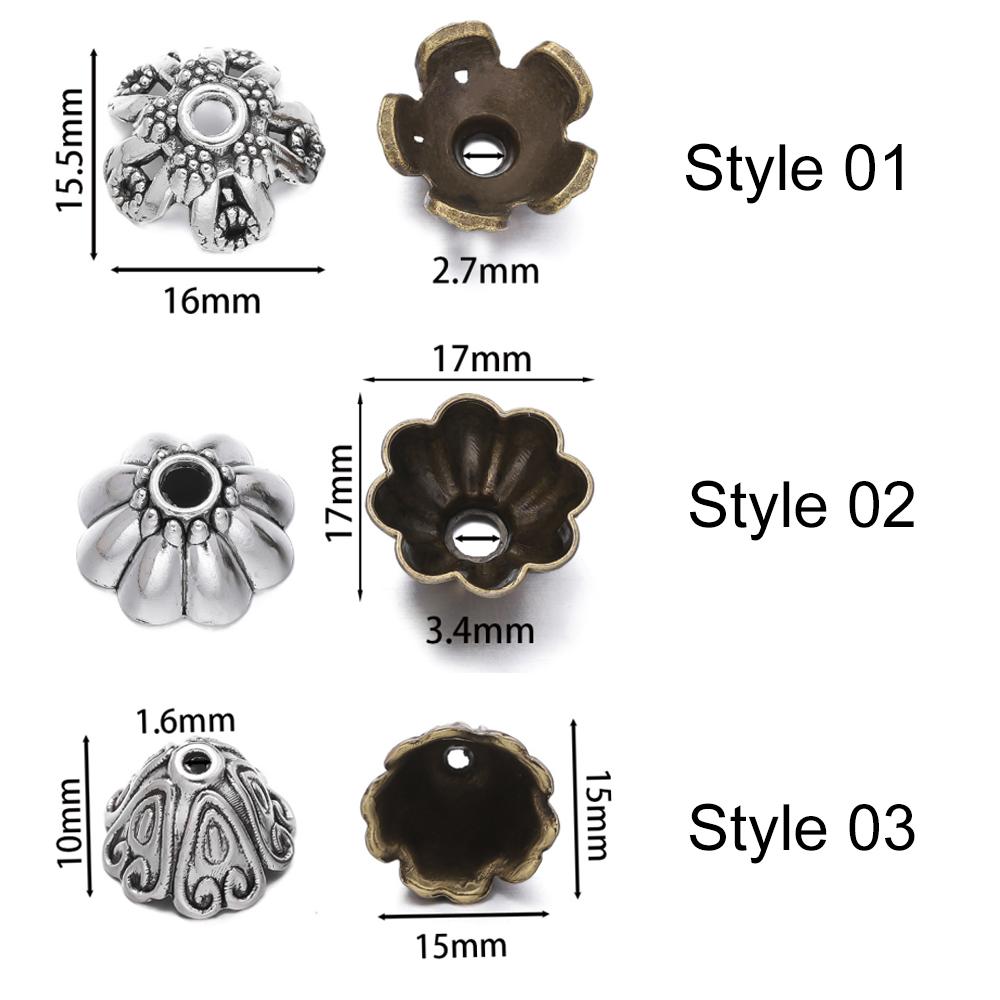 10pcs/Lot Antique Silver Color Alloy Leaf Flowers Bead End Caps for Jewelry Making Needlework Spacer Bead Caps DIY Accessories
