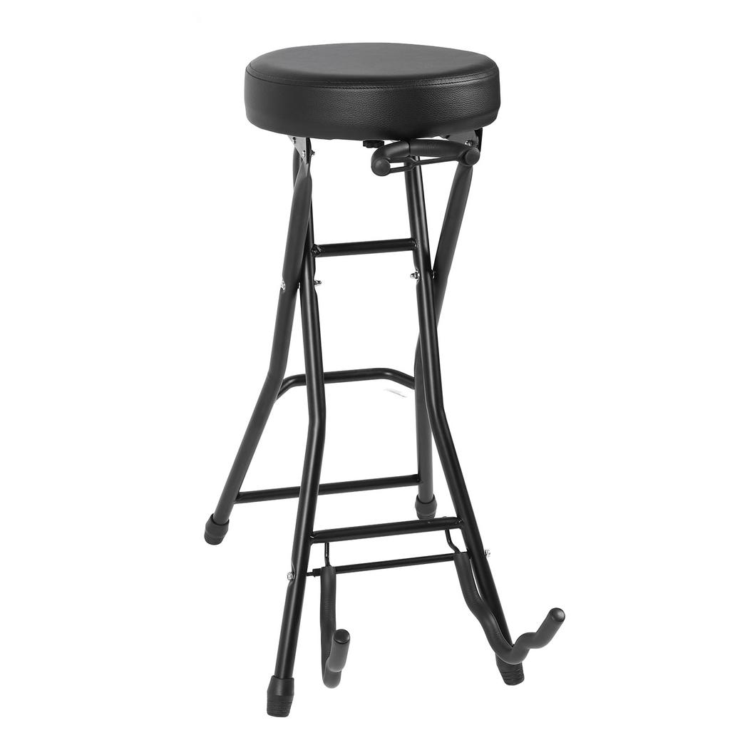 Skládací kytarová stolička 29,1 palce výška Kytarová židle Sedák s polstrovaným polštářem Vestavěný stojan